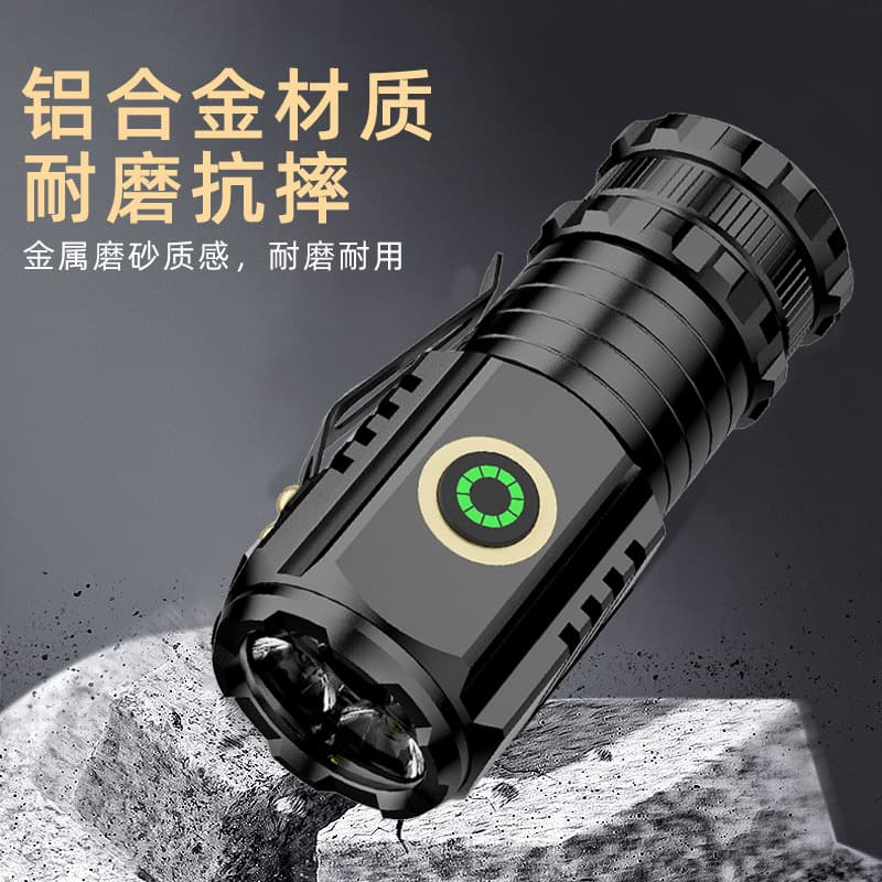 Cross-border New LED High-Luminosity Long-Range Flashlight Ultra-Bright Mini Portable 3-Light Outdoor Multi-function Clip Cap Lamp
