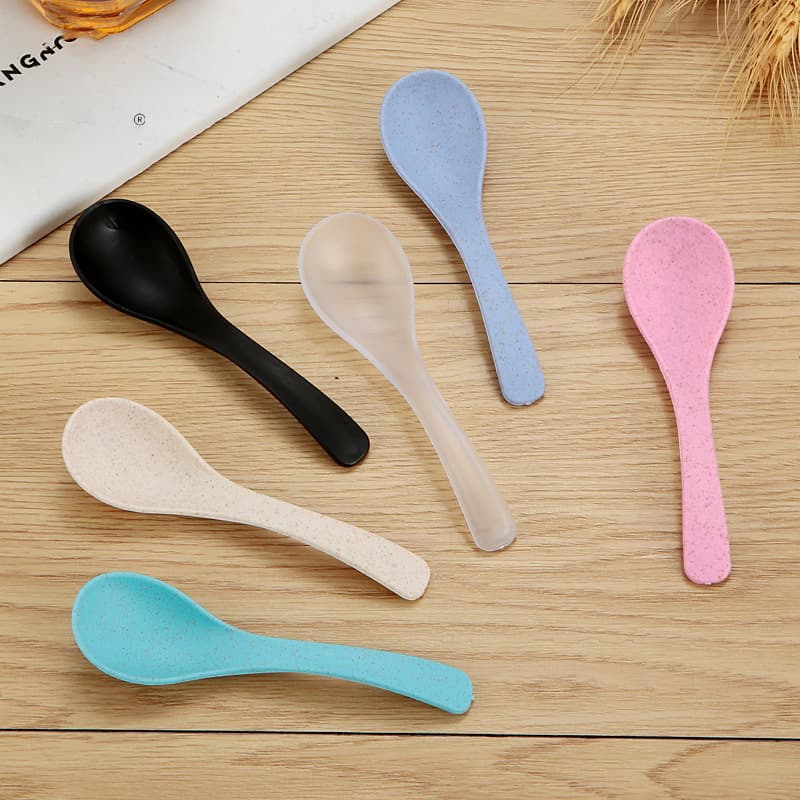 Thickened Wheat Straw Baby Spoon Home Use Apple Sauce Stirring Soup Spoon Plastic Rice Spoon Gift Spoon For Infants And Children