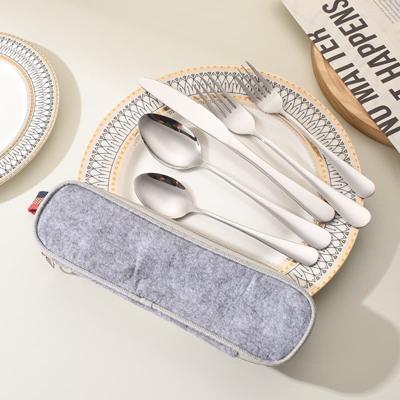 Stainless Steel Western Tableware Set Portable 1010 Steak Knife Fork Spoon 5-Piece Set 410 Modern Minimalist
