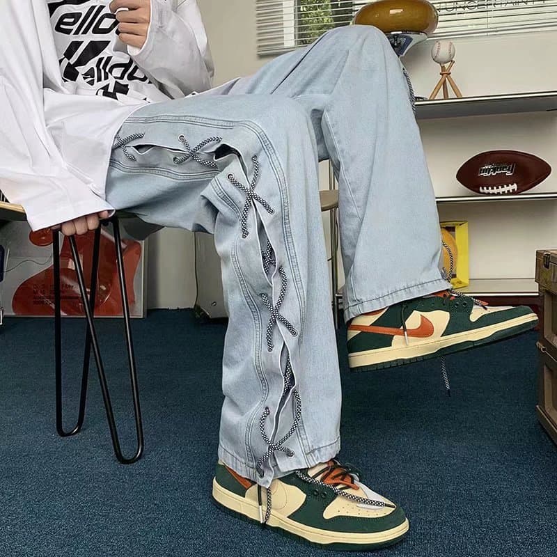 American street oversize pants high street ins trendy vibe street autumn and winter straight loose jeans for men