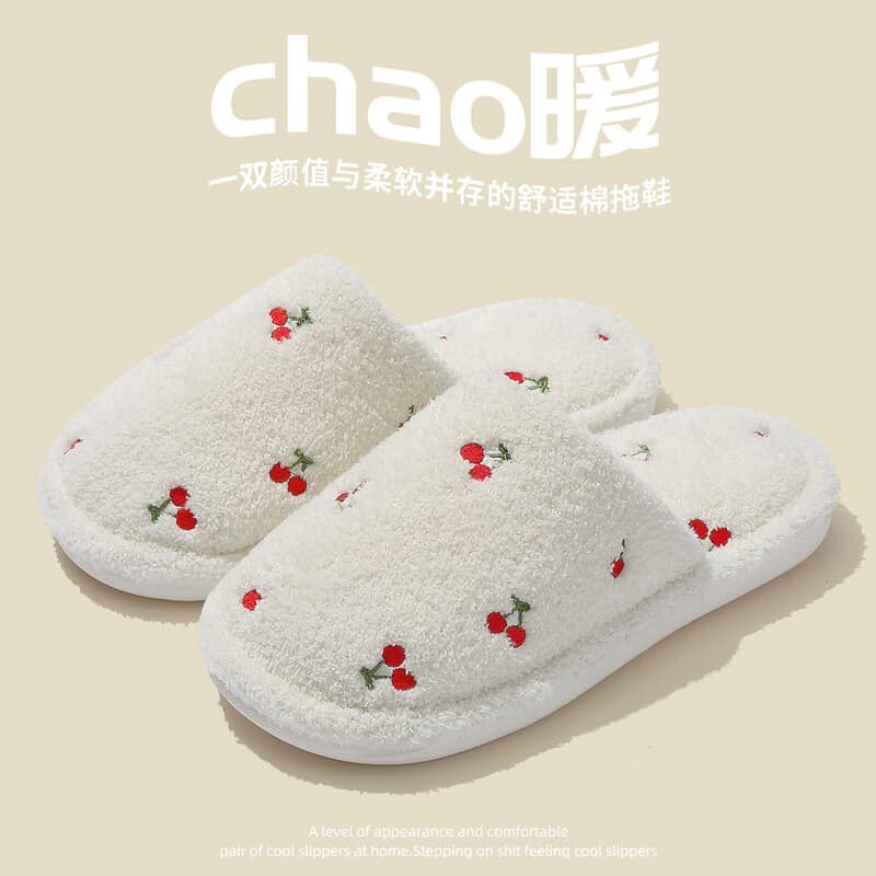Women's Cotton Slippers Autumn Winter 2025 New Indoor Home Cute Warm Non-Slip Closed-Toe Plush Slippers for Women