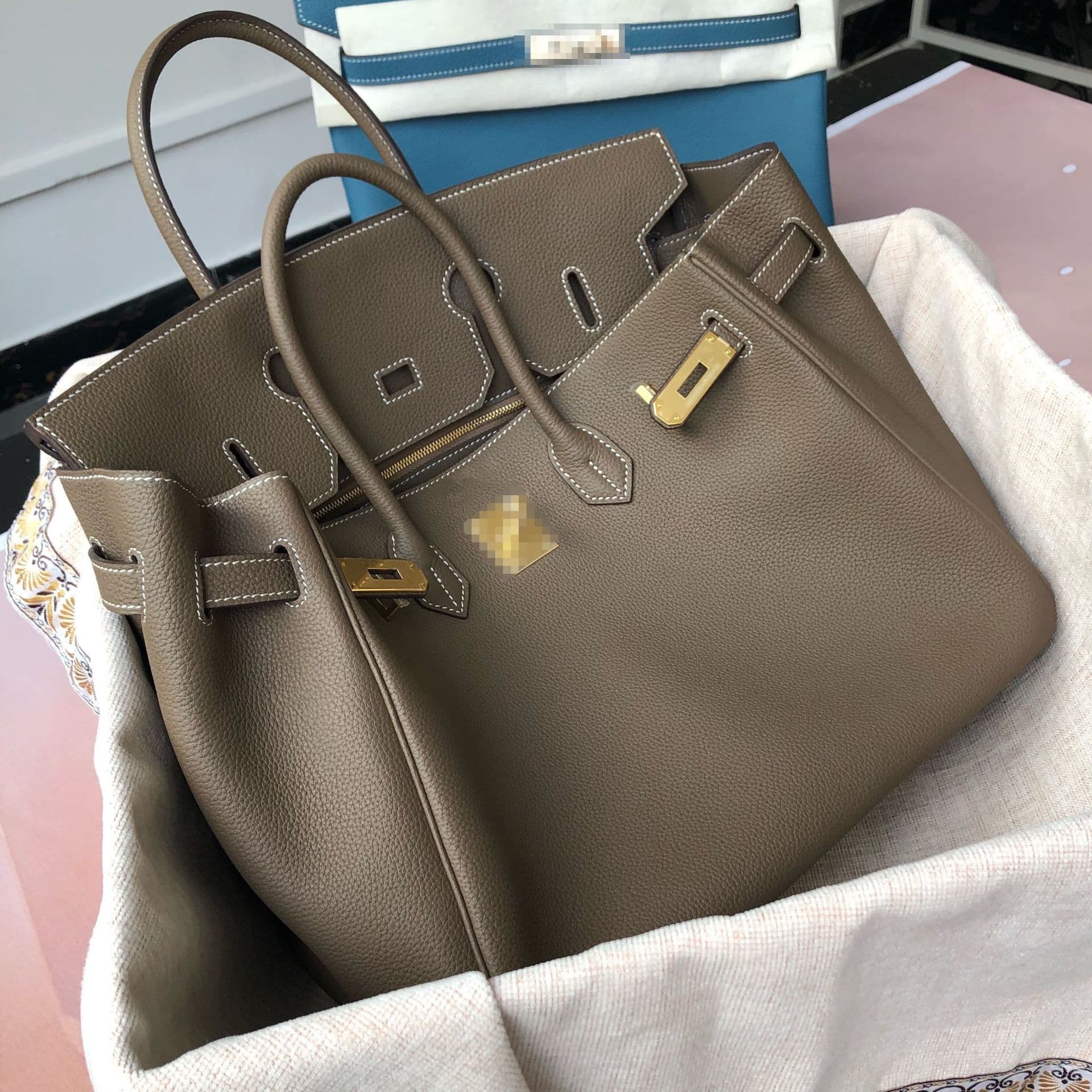 H Brand Anemone Purple Genuine Leather Bag Classic Style 30 20 25 Birkin Bag Top-Grain Cowhide Premium Handbag