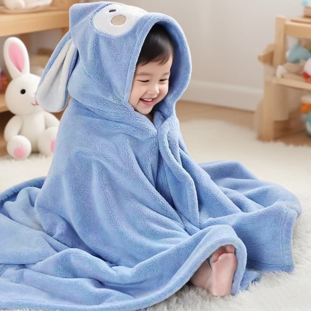 Wholesale Kids Cape Towel Coral Fleece Cartoon Children's Bath Hooded Towel Soft Absorbent Baby Towel