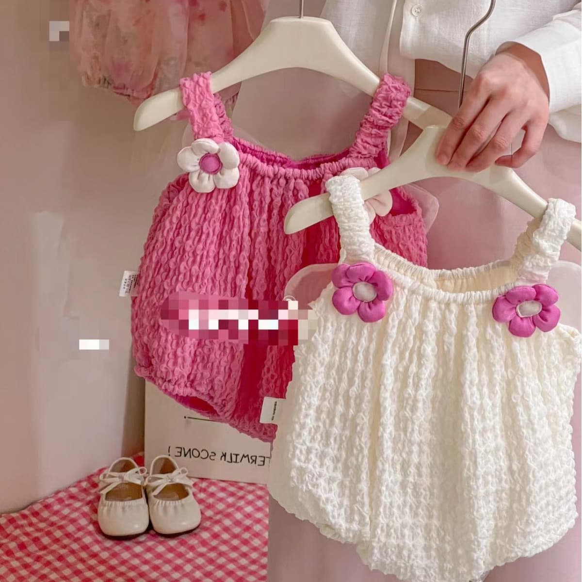 Baby Girl Summer Outfit Thin Winged Halter Bodysuit Cute Endearing Cotton Onesie Korean Style Triangle Crawling Suit for Infants