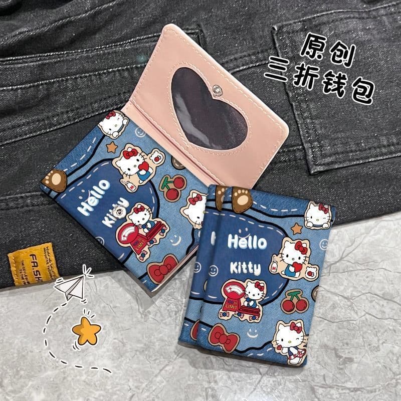 Hello Kitty Tri-Fold Wallet New Creative Couple Coin Purse Multi-Function Card Holder Integrated Multi-Slot Cute Small Bag