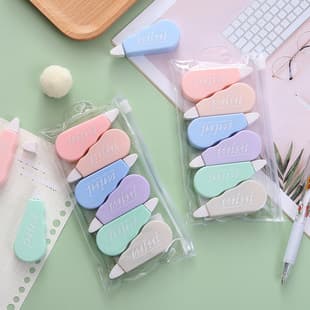 Mini 6-Pack Morandi Style Correction Tape, Correction Bag for Primary and Secondary School Students, Large-Capacity Stationery Wholesale