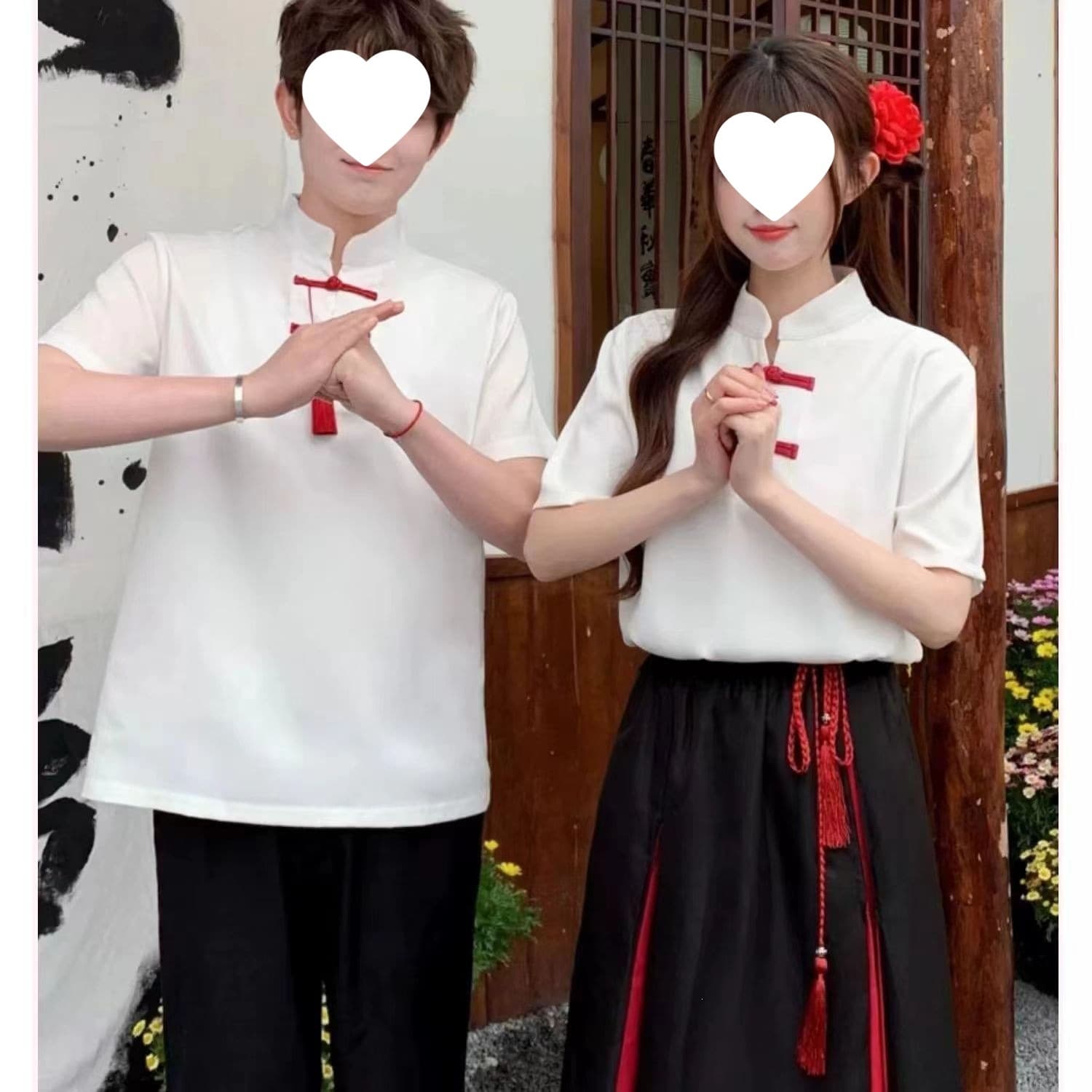 Ancient Style Hanfu Class Uniform Set for Middle School Students, Red Song Competition Recitation Chorus Performance Outfit, High School Graduation School Uniform