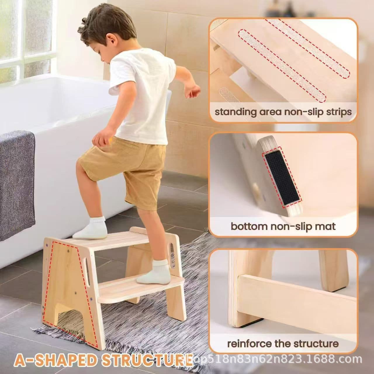Home Children's Stepped Wooden Height-increasing Stool, Children's Wooden Washing Footstool, Pregnant Women's Solid Wood Toilet Step Stool