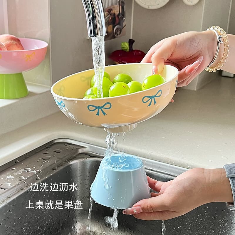 Fruit Drainage Tray Dopamine Vitality Light Luxury Style New High-End Decorative Tray Creative Home High-Aesthetic Fruit Tray