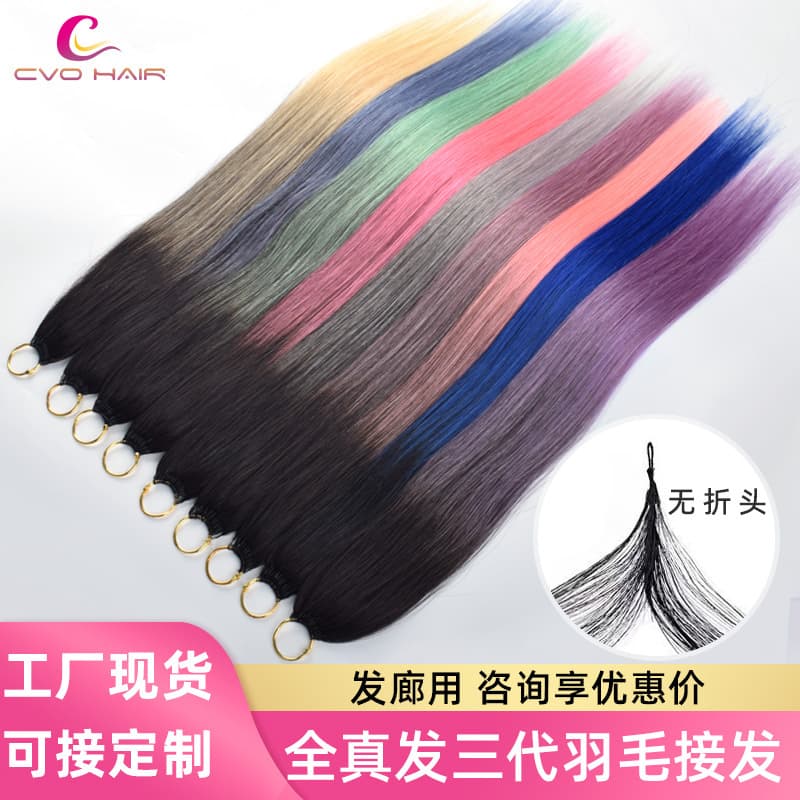Paris Dyed Gradient Color Feather Hair Extensions New Generation 3 No-Break Feather Hair Extensions Real Hair Full Head