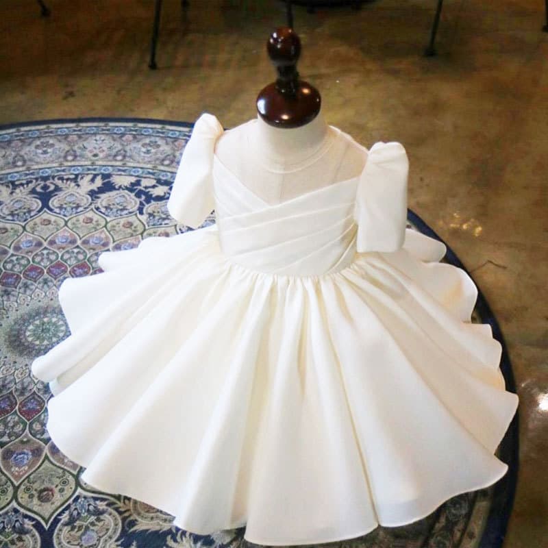 New Children's Princess Dress Little Girl Satin European American Amazon Flower Girl Wedding Baby One Year Old