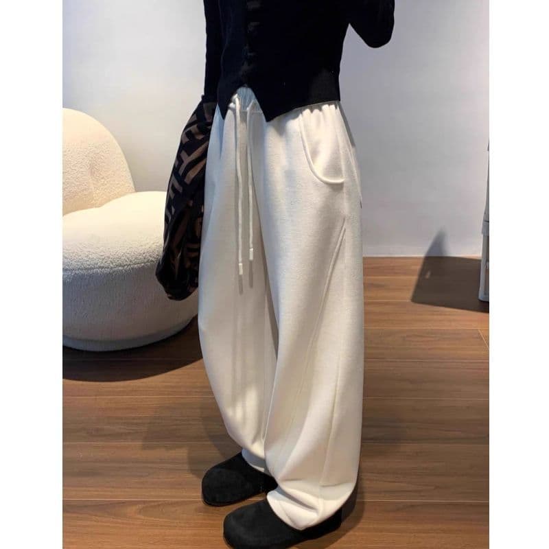 Autumn and winter velvet thickened machete wide leg pants casual loose slimming banana sweatpants women's pants fat mm 300 pounds