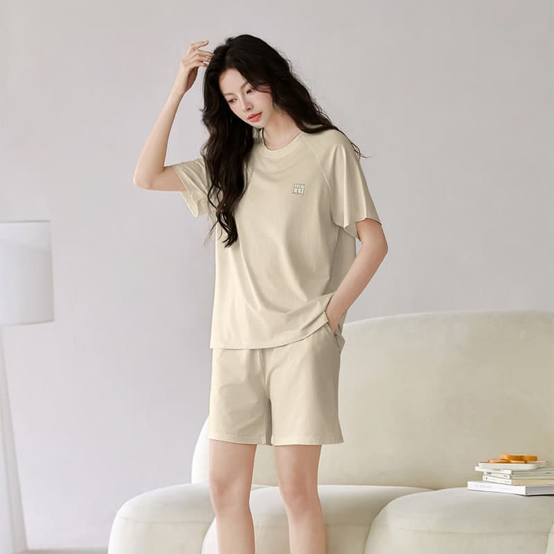 Class A Modal Cotton Pajama Set for Men Summer Short Sleeve Shorts Cooling Lightweight Loungewear