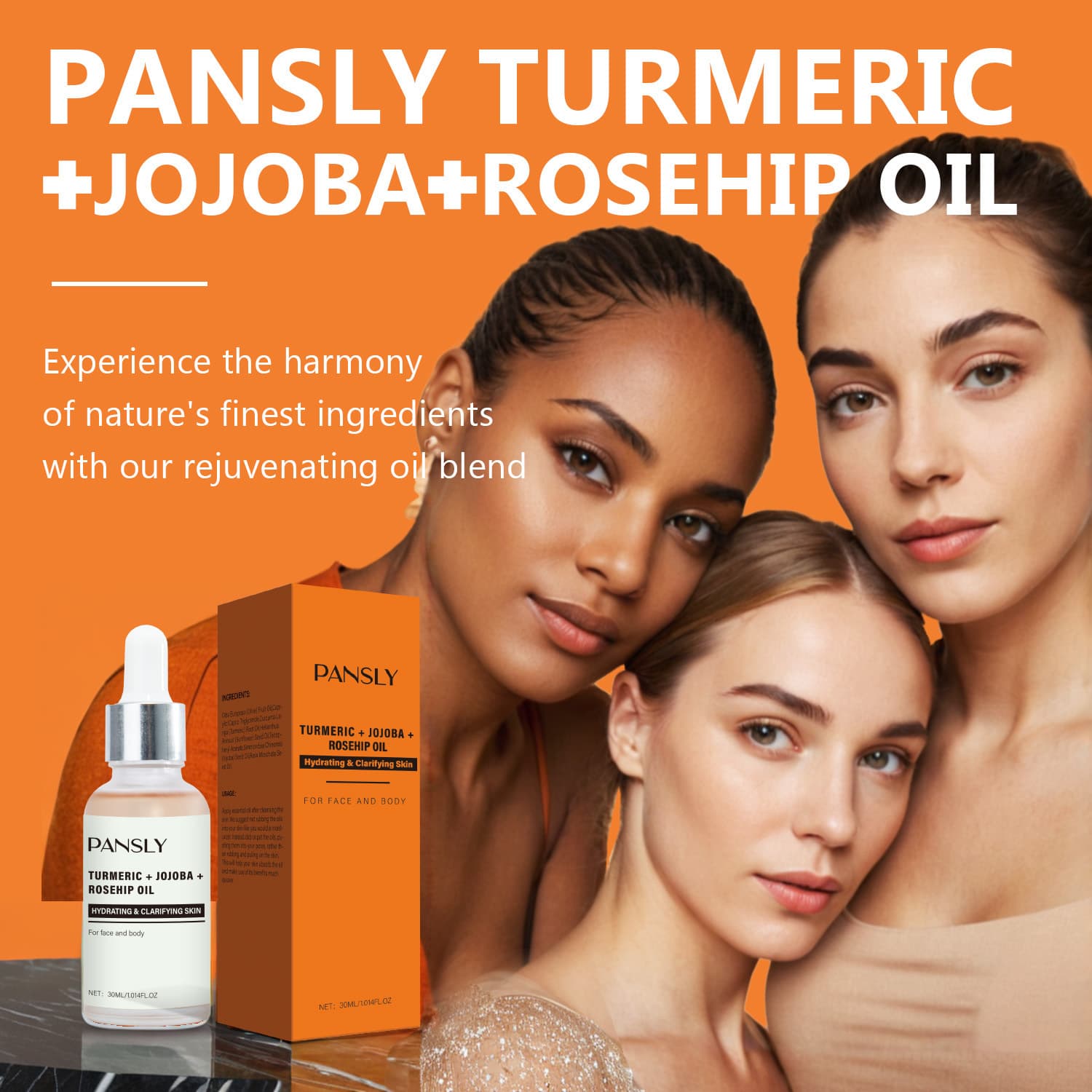 Cross-border PANSLY Turmeric Oil + Jojoba Oil + Rosehip Oil 30ml Moisturizing Facial Oil