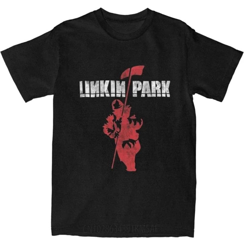 Men's Short Sleeve T-Shirt And Shorts Set with Linkin Park Band Print Classic Rock Style Cotton Casual Wear for Teens