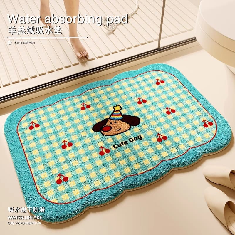 Cartoon bathroom carpet, water-absorbent, stain-resistant, easy-care floor mat, bathroom entrance non-slip entrance door mat, toilet foot mat