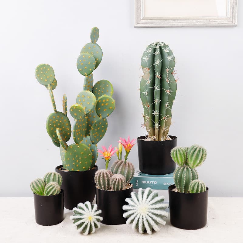 Artificial Cactus Faux Potted Plant Green Succulent Desert Cactus Window Display Decoration Bonsai Prickly Pear