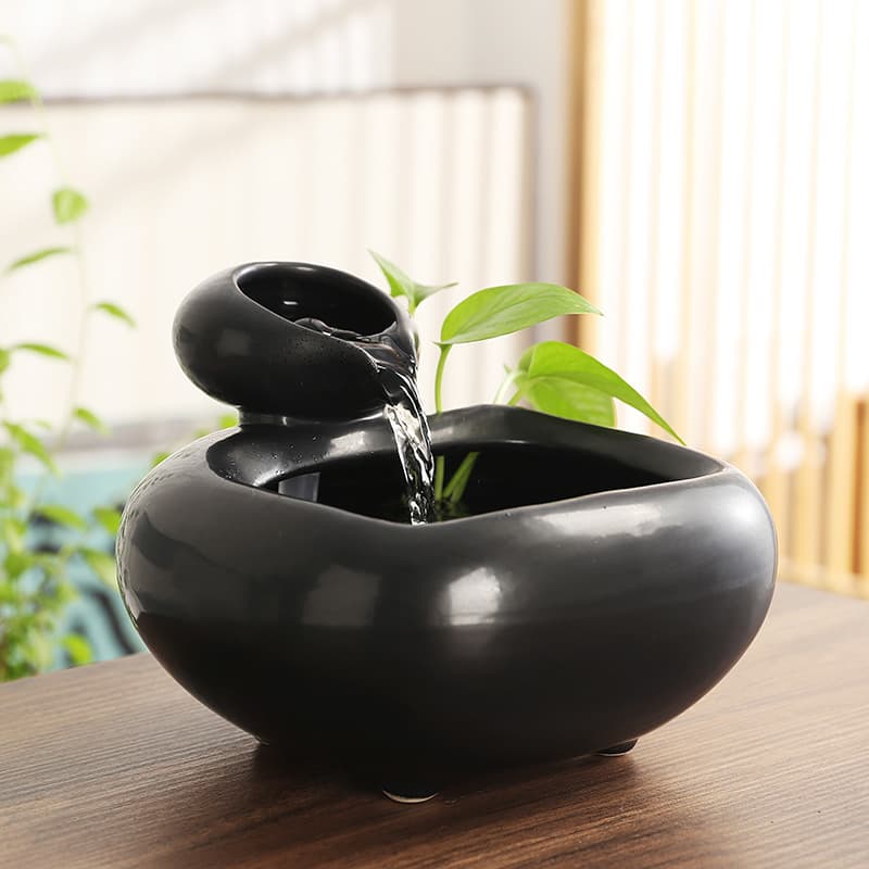 New Chinese Style Lucky Water Ornaments Ceramic Small Desktop Living Room Tea Table Office Decorations Circulating Water Landscape