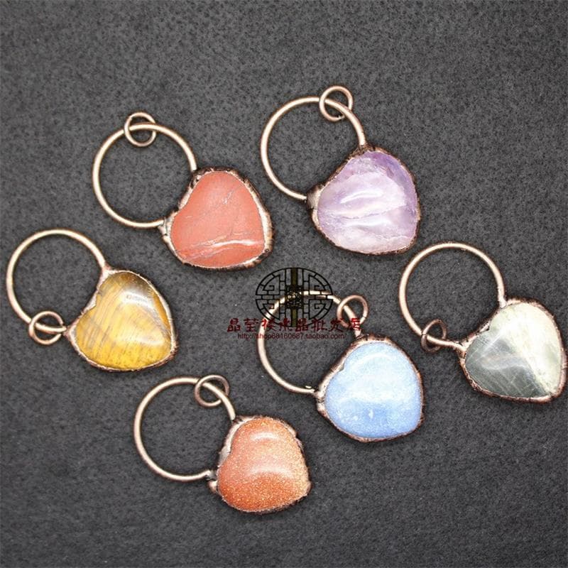 Foreign Trade Jewelry Supply: Personality Retro Crystal Heart Pendant Gold Sandstone Necklace, Standalone Site Jewelry Sweater Chain
