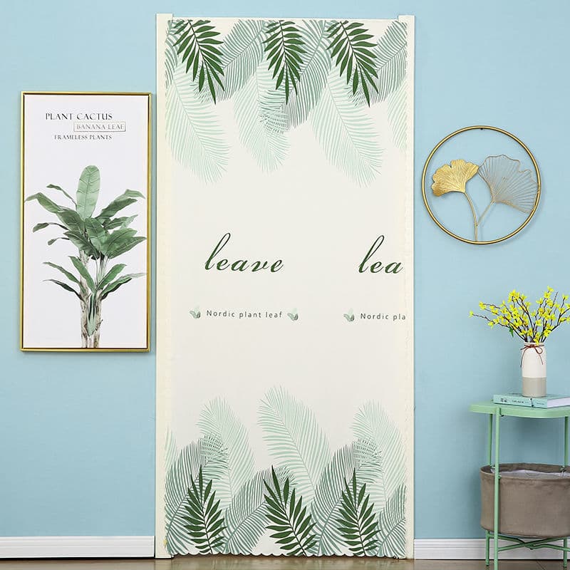 No-drill Fabric Door Curtain for Kitchen, Bathroom, Living Room Partition, Bedroom Air Conditioning Curtain, Mosquito-proof Light-blocking Door Curtain