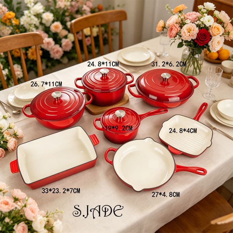 Cast Iron Pot S.JADE Enamel Pot Set CASTIRONPOT/11PCS SET/Cookware/COOKWARE