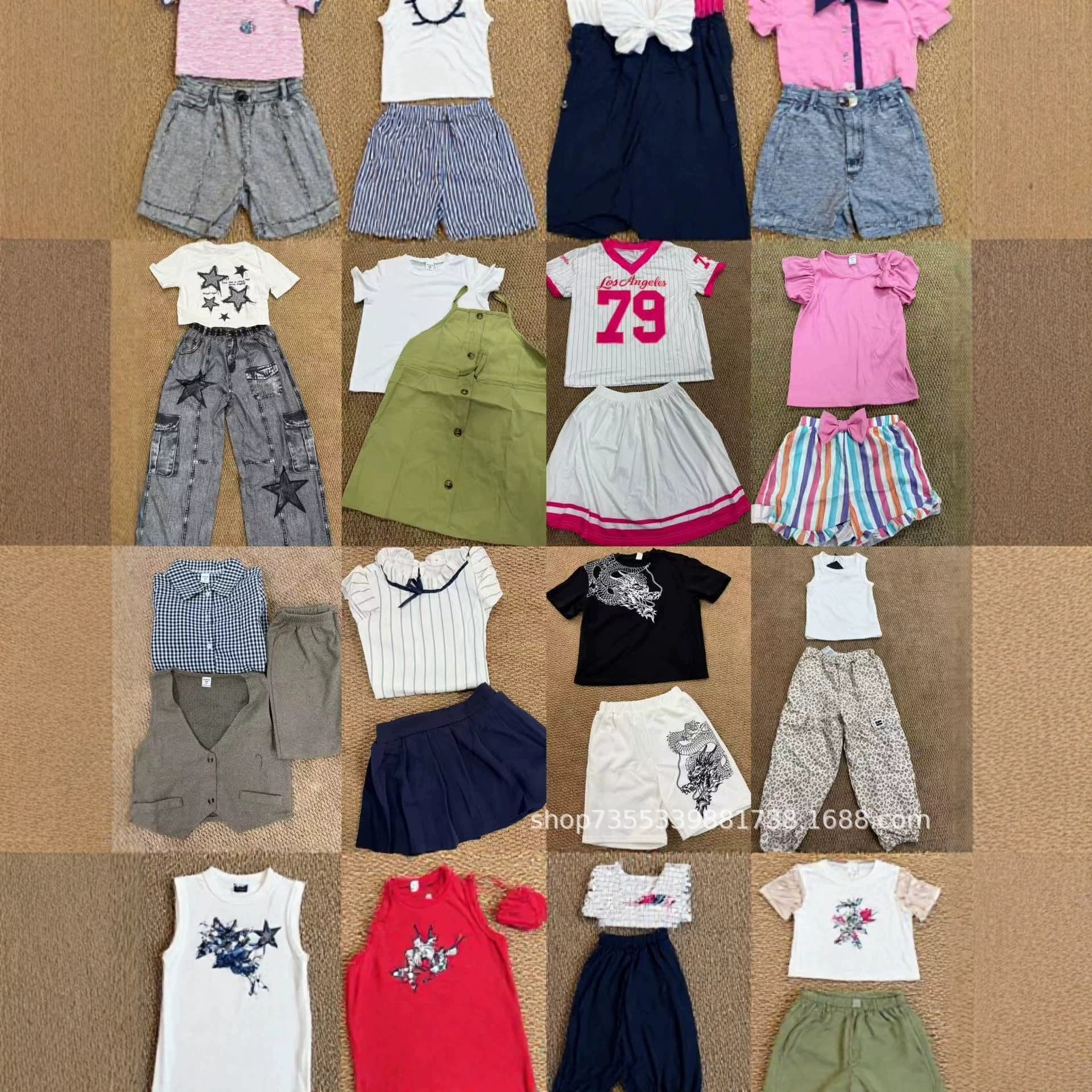 Spring and Summer Shein Kids Export Mixed Children's Clothing, Boys' and Girls' Sets, Skirts, Shirts, Cute Outfits, Clearance Wholesale