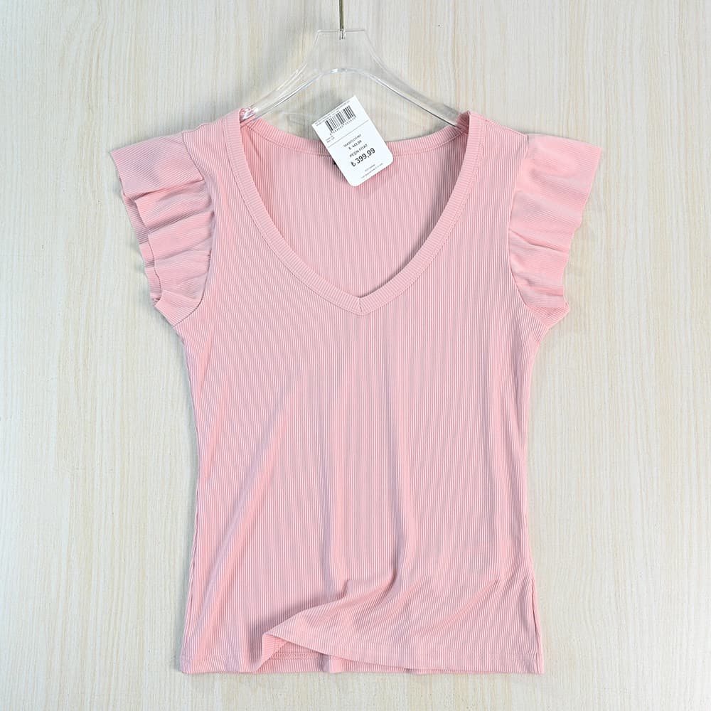 Siqi Women's 263/9 Soft Elastic Thread Sweetheart Neck Slim Fit Flying Sleeve T-Shirt