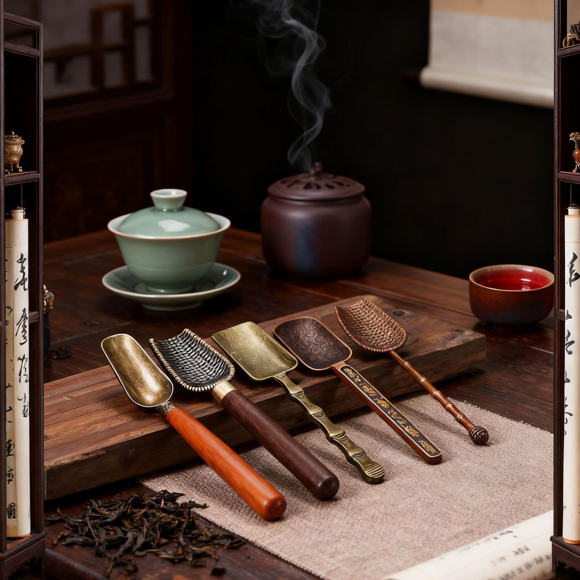 Alloy Teaspoon Household Tea Ceremony Accessories Metal Tea Scoop Tea Brewing Tool Tea Shovel Tea Leaf Spoon Cross-border Drop Shipping