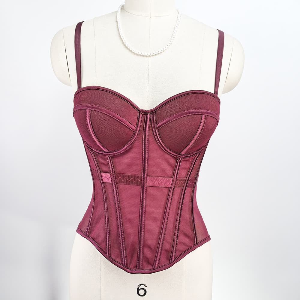 European and American Pure Desire Fishbone Knit Mesh Solid Color Camisole Slim Fit with Straps and Chest Pad Outer Bra
