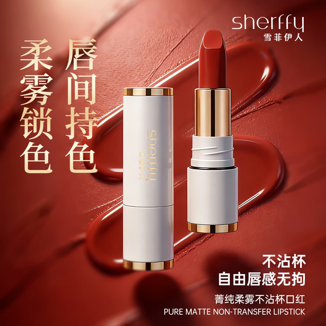 Matte Velvet Long-Lasting Non-Stick Lipstick, Smudge-Proof, Waterproof, White Tube Lipstick Factory Hot Seller