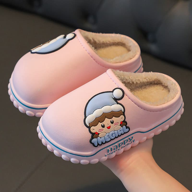 Children's Winter Slippers Soft Bottom Waterproof Non-Slip Cute Cartoon Cotton Slippers for Boys And Girls Anti-Slip Baby Slippers