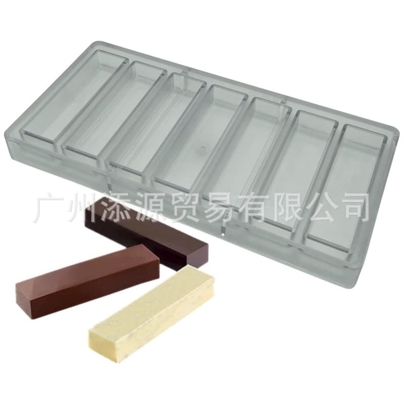 New Product 7-Cavity Long Strip PC Chocolate Mold Rectangular Grinding Tool DIY Handmade Starry Sky Chocolate Making Baking