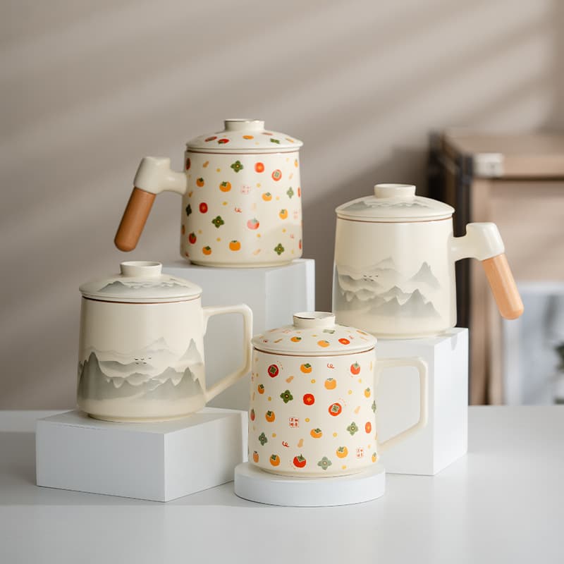Qianli Jiangshan Office Cup Cultural and Creative Ceramic Mug Tea Cup Drinking Cup as a Holiday Souvenir to Customers and Company