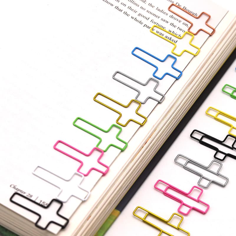 Plastic-Coated Cross Paper Clips Metal Colored Paper Clips Office File Document Classification Clips Binder Clips Bookmarks