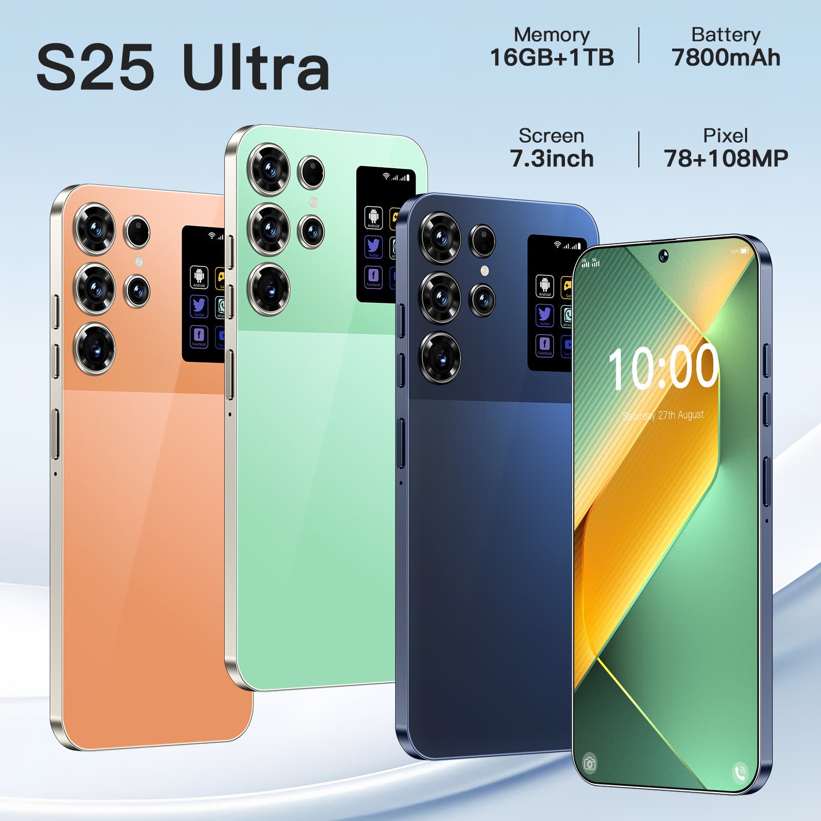 Cross-border mobile phone s25 ultra 3+16 incell perforated smart large screen all-in-one machine 4G network foreign trade mobile phone