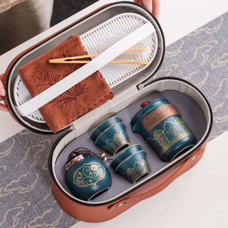 Ceramic Gongfu Quick Cup Travel Tea Set, Corporate Annual Meeting, Business Events, Opening Ceremony, Hotel Practical Souvenir