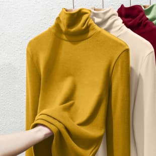 Maternity Middle-Aged De-Er Down High Neck Base Layer Women's Inner Wear Fleece-Lined Thick Plus Size Thermal Underwear Long Sleeve Top