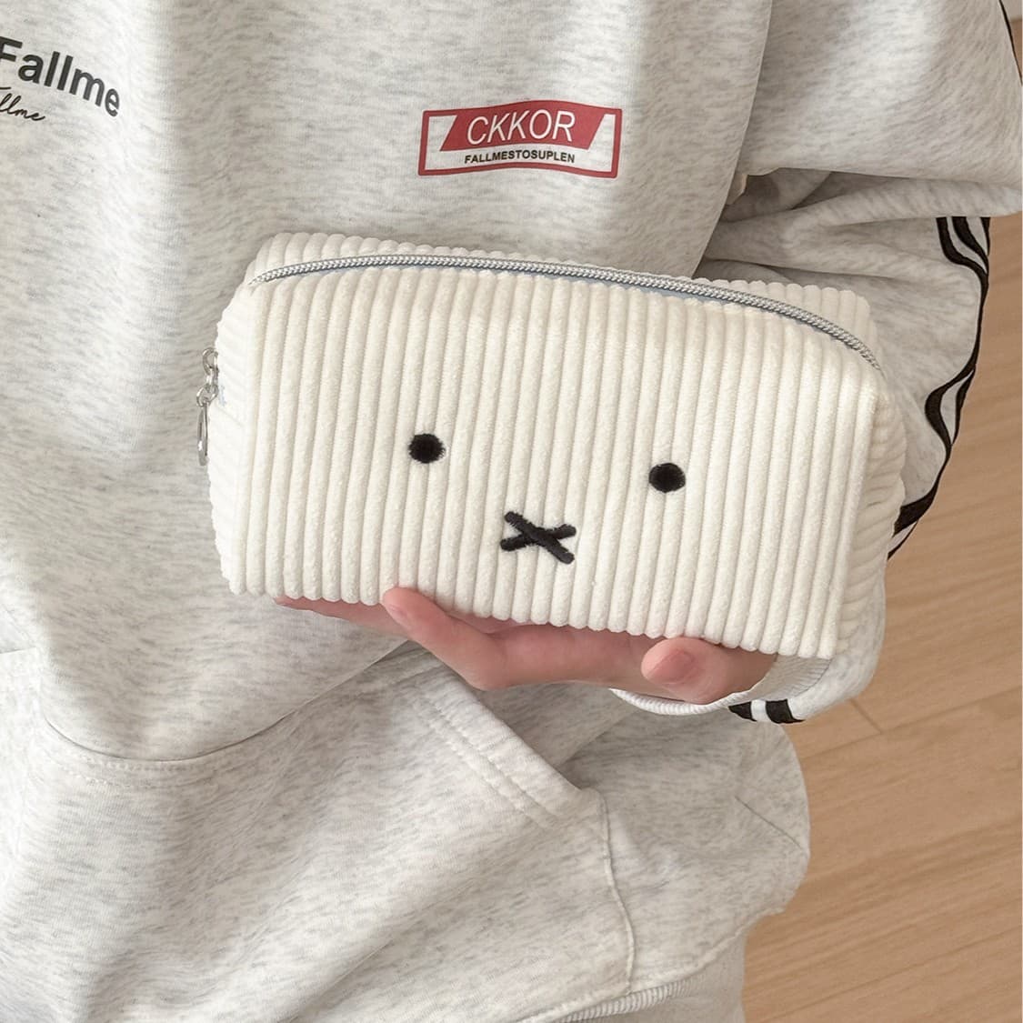 MiTuTu Corduroy Pencil Case, Stylish Minimalist Ins Style, Cute Student Universal Portable Stationery Organizer