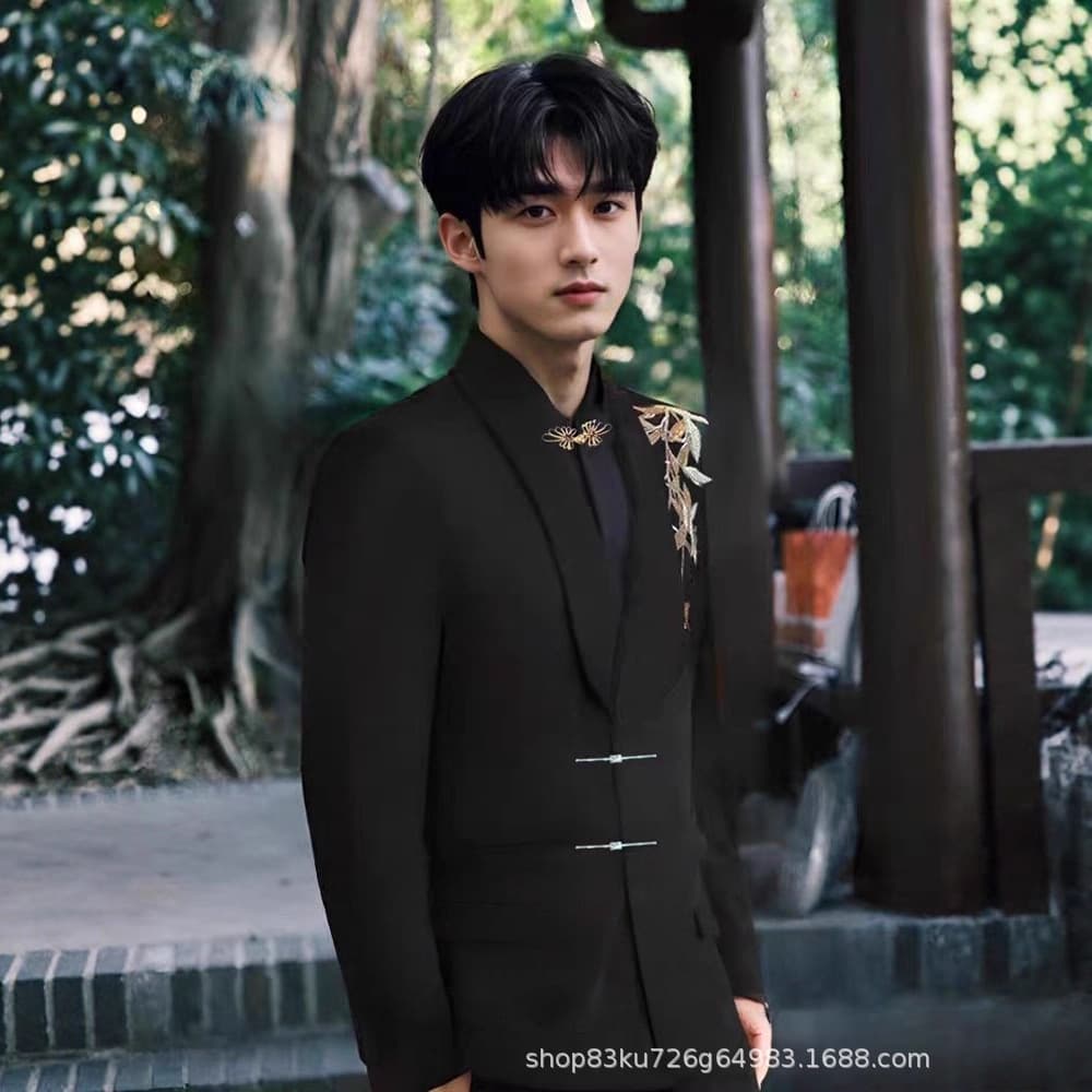 Jinzao New Chinese Style Men's Wear Zhongshan Suit Set 2025 Groom Wedding Attire Toast Outfit Tang Suit Frog Button Chinese Trend Style