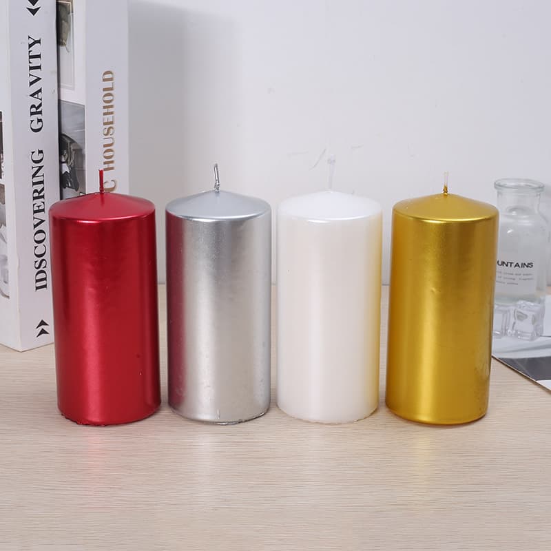 Cross-Border New Metal Paint Cylindrical Candles for Candlelight Dinners, Home Aromatherapy Candles, Party Atmosphere Decoration, Wax Lighting Wholesale
