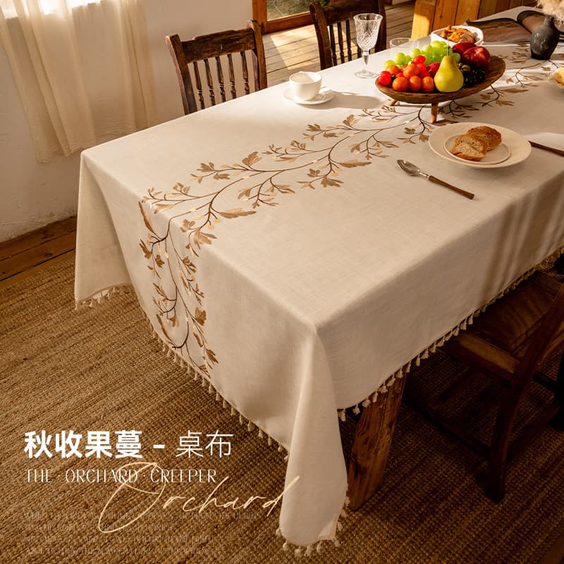 Cross-border Best-selling Embroidered Tablecloth, Home Draped Dining Table Cover, Waterproof, Dustproof, Wear-resistant, Ambiance, Factory Direct