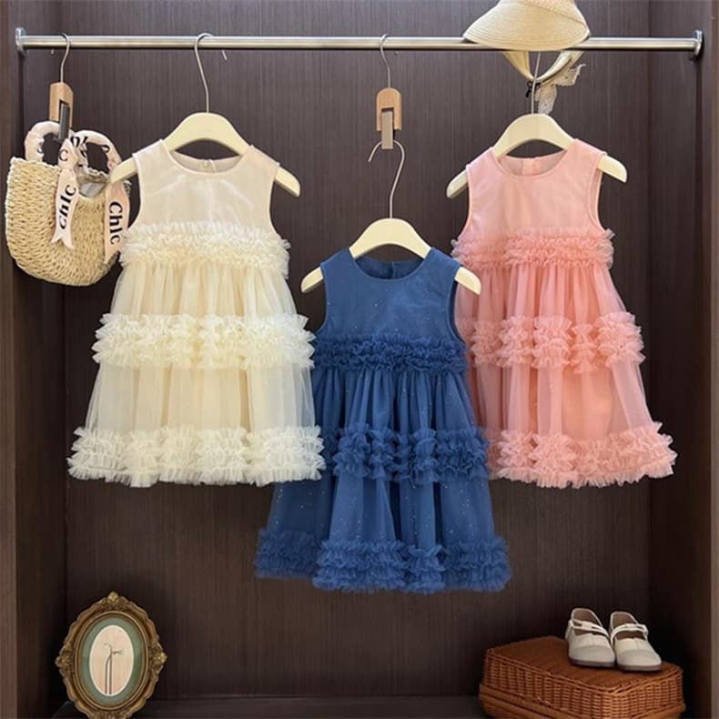 Cross-Border Summer Dress for Girls, Baby Vest Tutu Dress, Long Princess Dress, Sleeveless