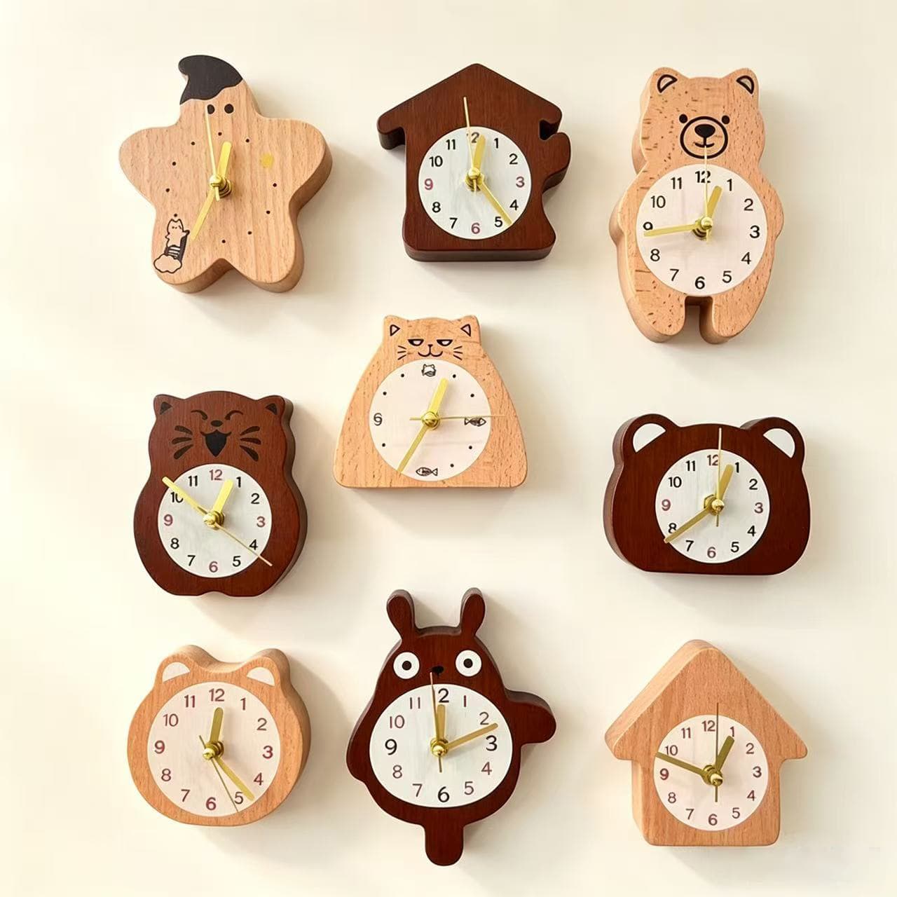 New style refrigerator magnet clock, cute shape, high-end magnetic solid wood clock refrigerator magnet, crafts source factory