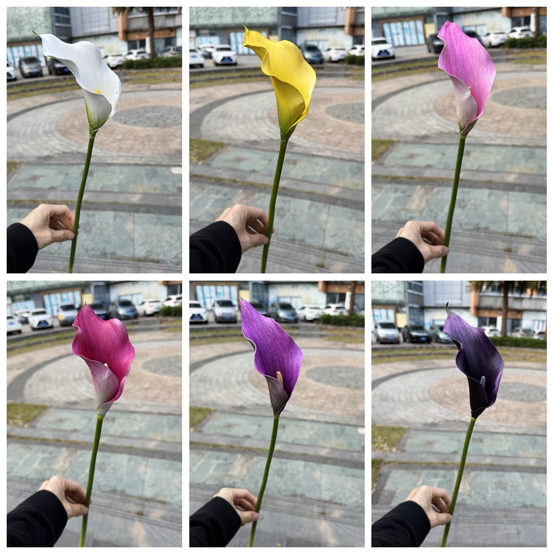 New Year Flower Bucket Artificial Flowers Factory Wholesale Eva Large Calla Lily Wedding Soft Decoration Home Decoration Fake Flowers