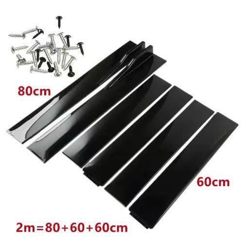 Universal car modification side skirts, full body kit glossy black side skirts, vehicle side impact splitters.