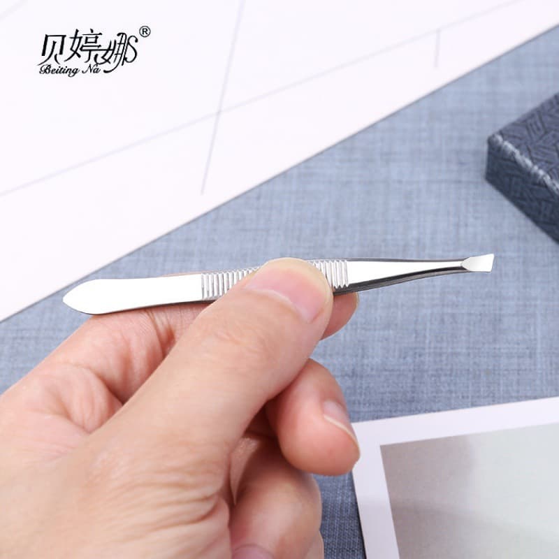 Beitingna Stainless Steel Tweezers Slanted Eyebrow Clip 2-Piece Set Eyebrow Pluckers Hair Removal Tweezers Eyebrow Beauty Tools