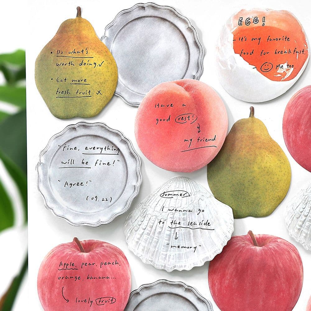 PaperMore Shaped Sticky Notes - Tiny Daily Life, Cute Fruit Theme, Student Memo Notepad