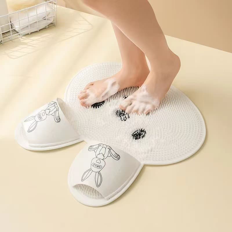 Silicone Rabbit Foot Scrubber Bath Massage Mat Shower Foot Exfoliating Dead Skin Remover Bathroom Floor Mat