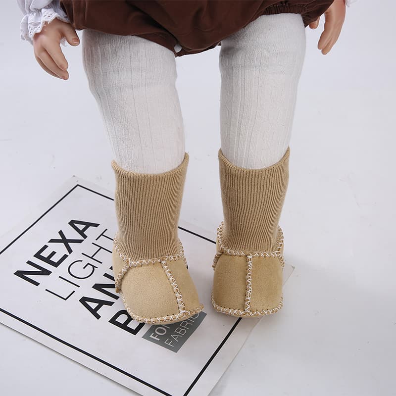 New Style Faux Sheepskin Baby Shoes Soft Sole Infant Sock Shoes Thickened and Fleece-Lined Toddler Walking Shoes