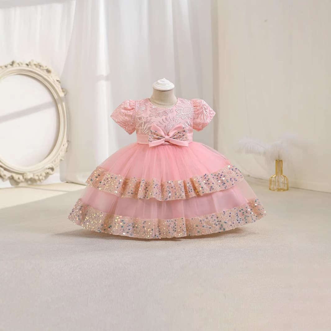 New Autumn Bow Girls Dress Baby Princess Dress Children's Dress Skirt Mesh Cute Children's Clothing